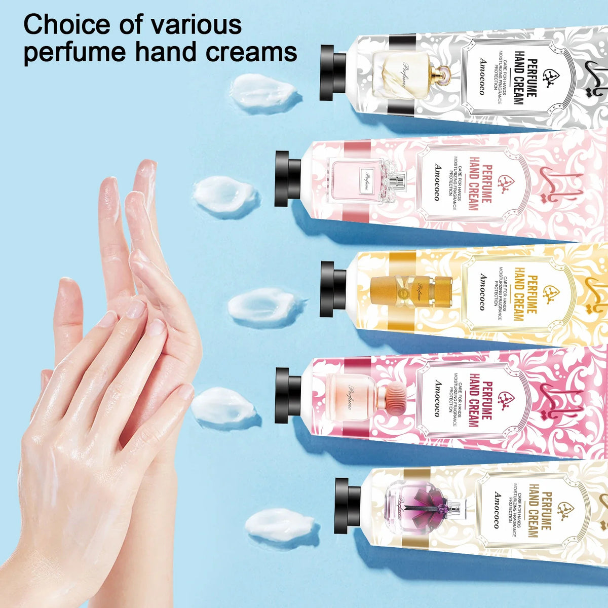 Amococo Perfume Hand Cream Set Moisturizing Hand Lotion Gift Box For Women Travel Size Hand Care Kit