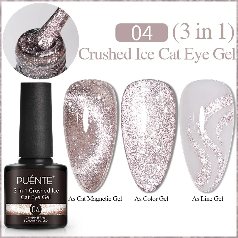7.5ML Aurora Starlit Cat Eye Gel Nail Polish Rainbow Glitter Galaxy Cat Magnetic Nail Art Gel Soak Off UV Semi-Permanent Varnish