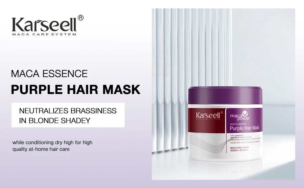 Karseell Purple Hair Mask Purple Shampoo Professional Neutralizes Brass Yellow Tones For Blonde Silver Gray Highlighted Hair