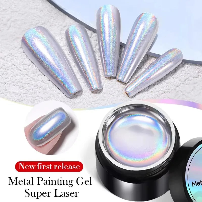 BORN PRETTY 5ml Super Sparkling Painting Gel Nail Polish Platinum Silver Gold Rose Glitter Graffiti Stripe Pull Line Nail UV Gel