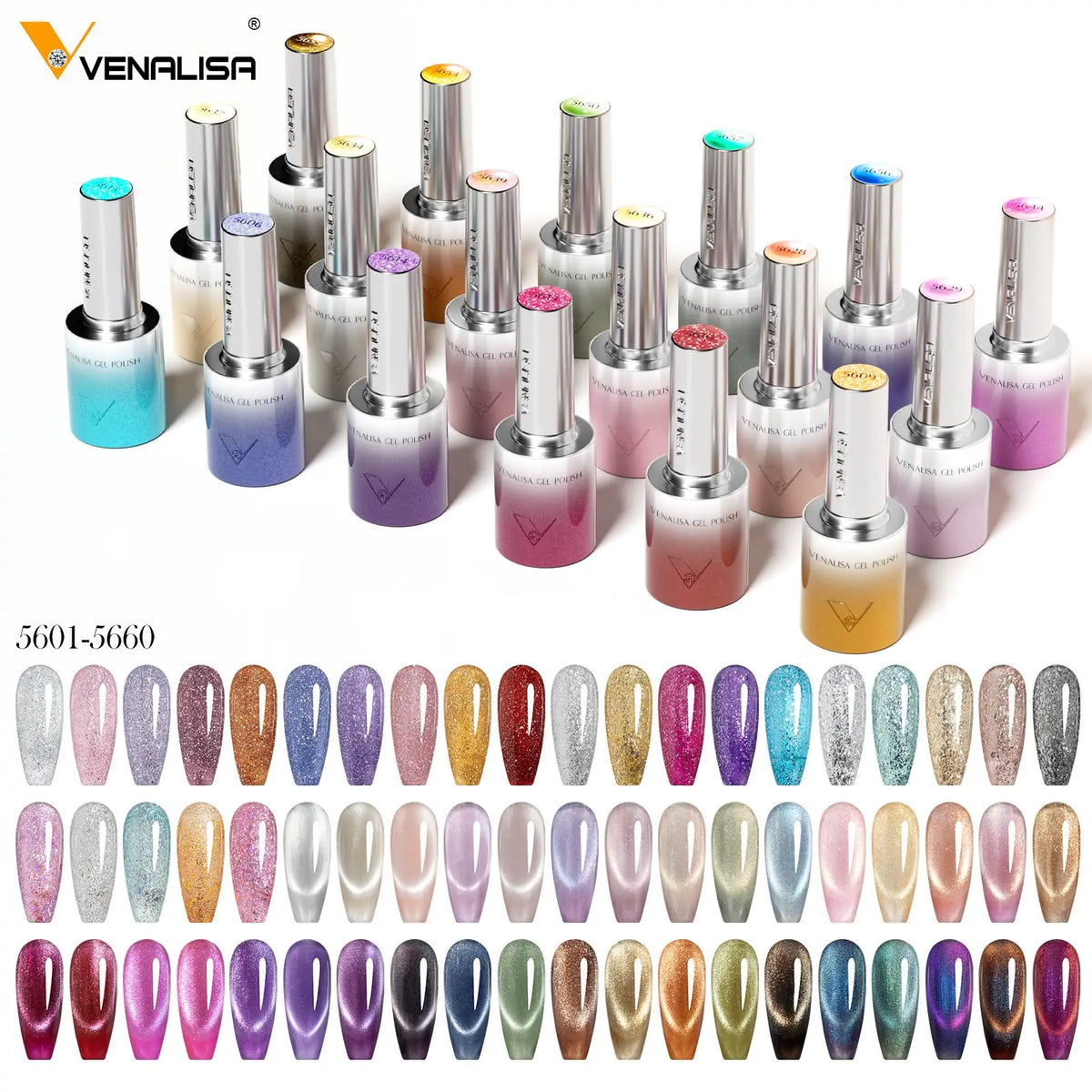 1/5pcsVenalisa Hema/TPO Free Cat Eye Gel Magnet Ultra Flash Nail Gel Polish Diamond Sparkle Soak Off UV LED Varnish Nail Gel