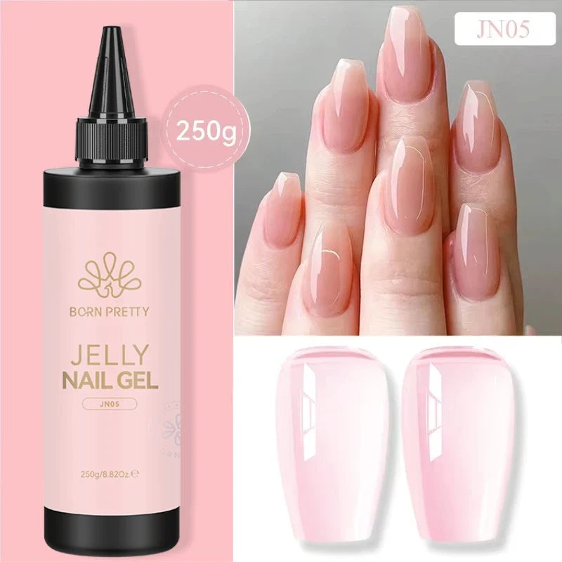 BORN PRETTY 250g Rubber Base Gel Refilled Package Jelly Milky White Nude Semi-Permanent Soak Off Self Leveling Construction Gel