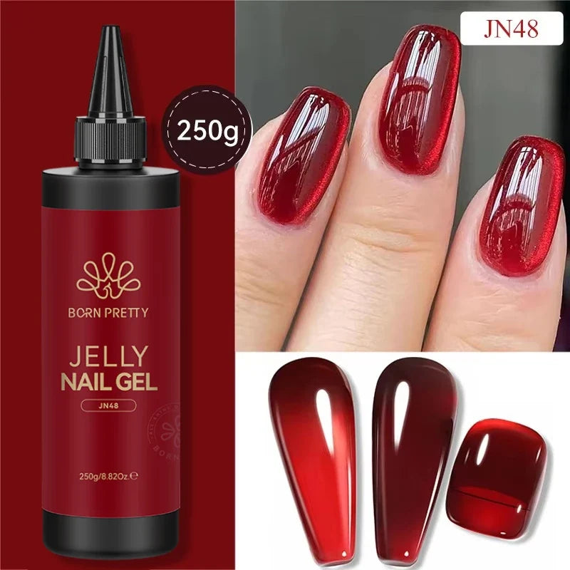 BORN PRETTY 250g Milky White Jelly Nude Gel Nail Polish Refilled Package Translucent Clear Semi Permanent Soak Off UV Gel