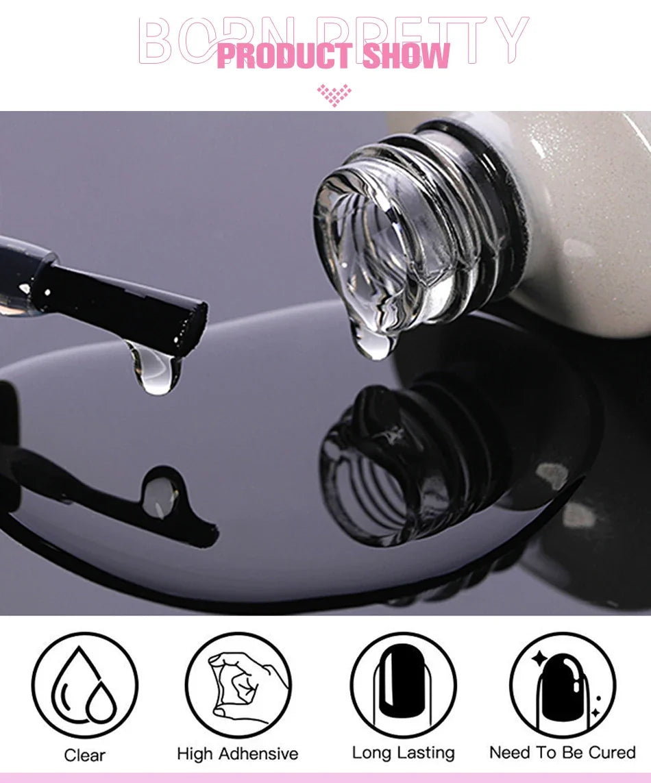 BORN PRETTY Transfer Foil Nail Gel Polish Semi-Permanant Varnish For Adhesive Sticker Nail Glue Soak Off UV LED Gel Nail Art Man