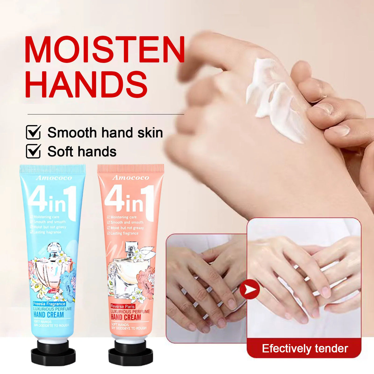 Amococo  2 Pack 4In1 Luxury Perfume Hand Cream Set Moisturizing Hand Lotion Gift Box for Women Travel Size Hand Care Kit
