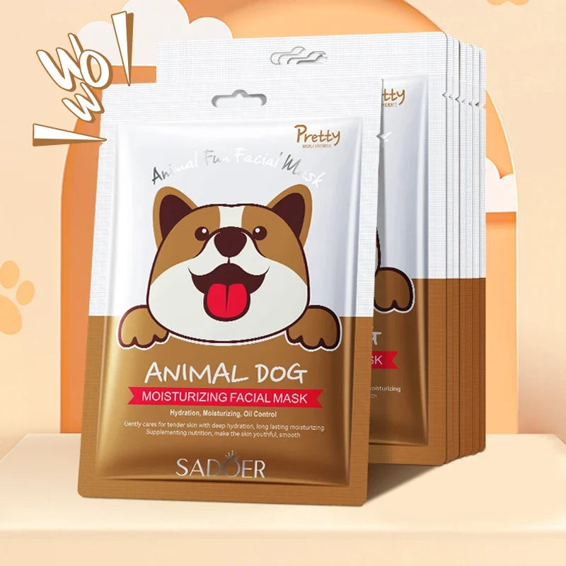 5pcs SADOER Animal Pattern Masks Face Mask Moisturizing Anti Wrinkles Anti-Aging Whitening Facial Masks Skin Care Novel Products