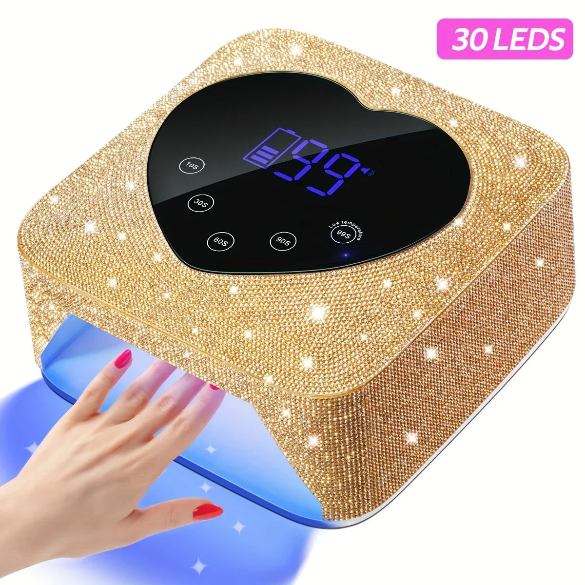 72W Cordless UV Nail Lamp Rechargeable 30 LEDs Nail Dryer with 5 Timer Settings UV Cabin Manicure Light for Nails Nail Art Tools
