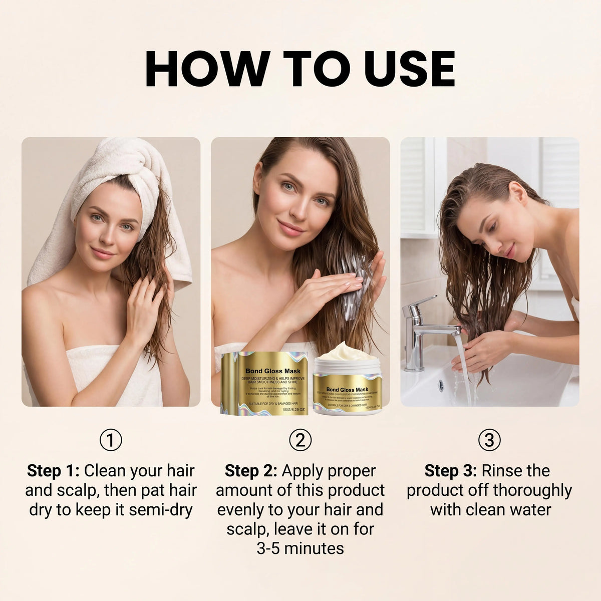 Bond Gloss Deep Conditioning Hair Mask Repair Dry Dull Damaged Hair Strengthen Hair Roots Boost Shine Nourish Scalp Conditioner