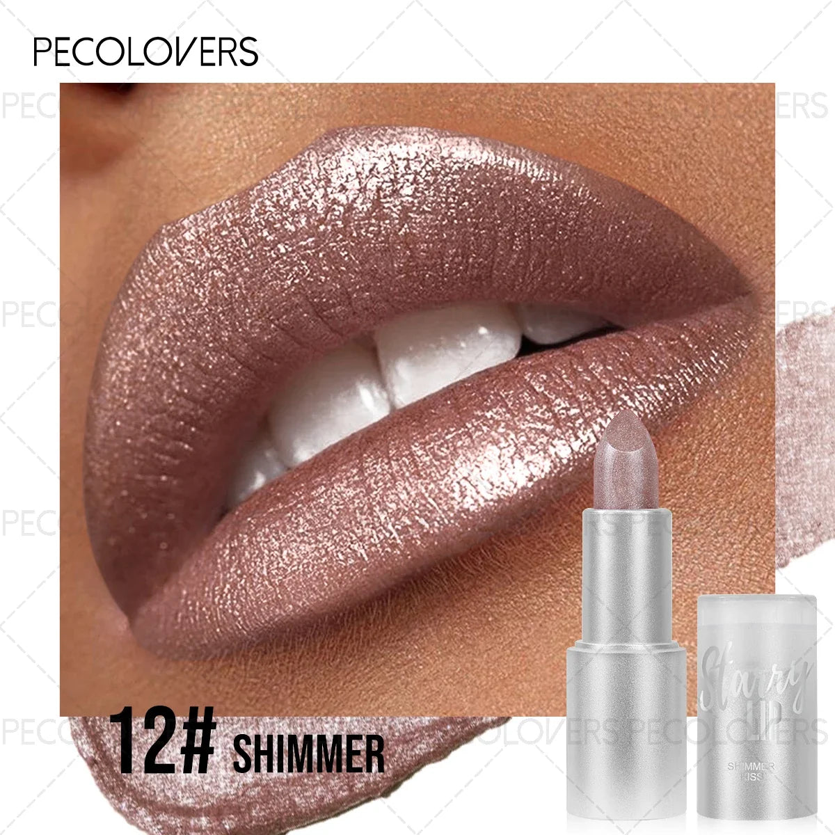 1PC Moisturizing Pearlescent Shimmer Lipstick, Glittering Purple/pink Tones, Soft Texture, Non-stick Cups, Silky, Christmas Gift