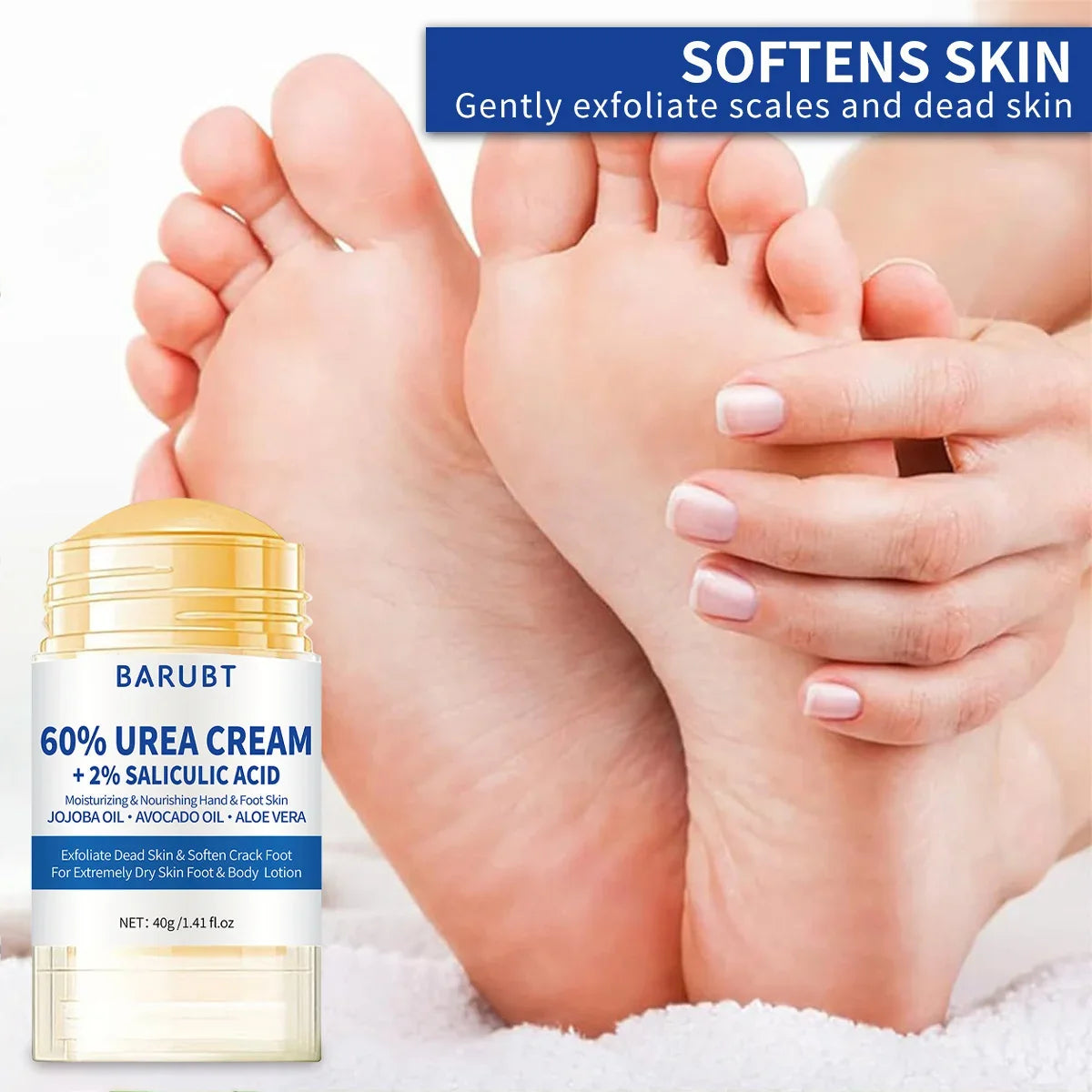 60% Urea Foot Cream Stick - Intensive Moisturizing Exfoliating, Cracked Heel Repair & Deep Hydration for Dry Rough Feet, Long-La