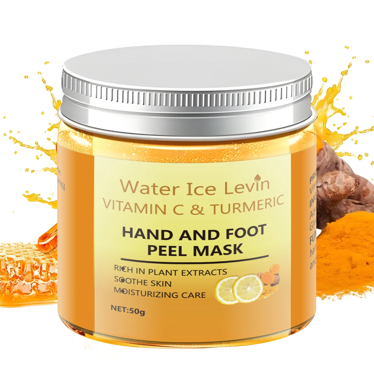 50g Turmeric Vitamin C Hand and Foot Mask, Plant-Based Care, Moisturizing and Nourishing, Apply and Wash Off Immediately, Smooths and Repairs, Lightens Skin, Nourishes, and Freshens Skin in One Step