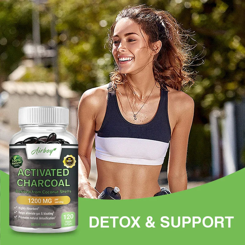 Activated Charcoal Capsules - Gut Health, Digestive Health, Bloating & Gas Relief, Detox, Colon Cleansing
