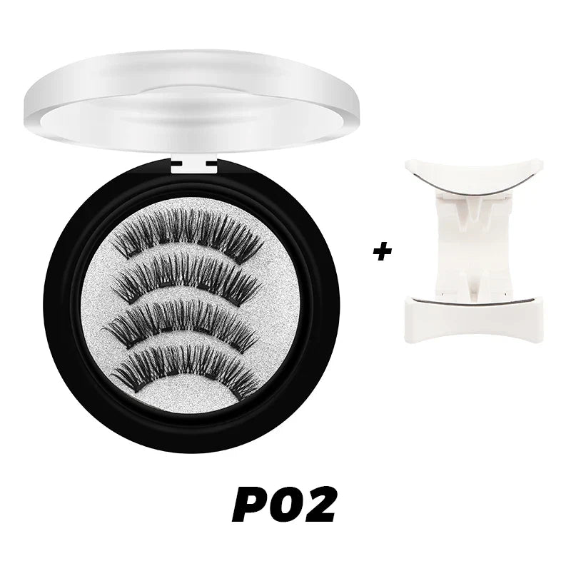 DINGSEN 1 Set Magnetic Eyelashes 3D Natural False Eyelashes Reusable Magnet Clip Set Lashes Extension Makeup Tweezers Lash Set