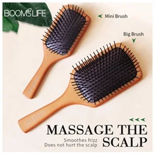Custom Boar Bristle Hair Brush Women Hair Anti-Static Scalp Massage Comb Wood Hair Brush for Curly Thick Long Hair Detangler