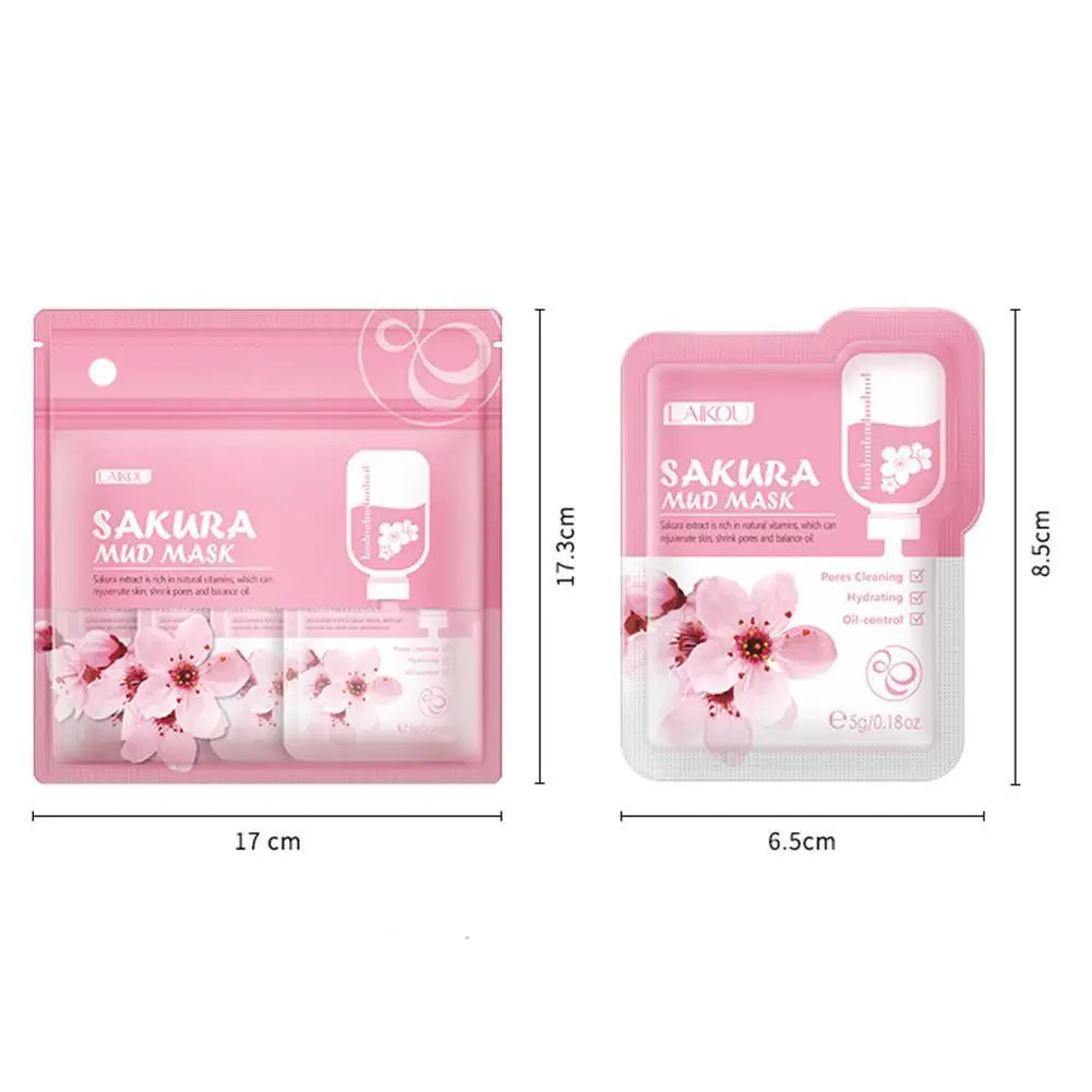 Japan Sakura Mud Face Mask Deep Cleansing Remove Blackheads Oil-Control Clay Mask Moisturizing Deep Cleansing Facial Skin Care