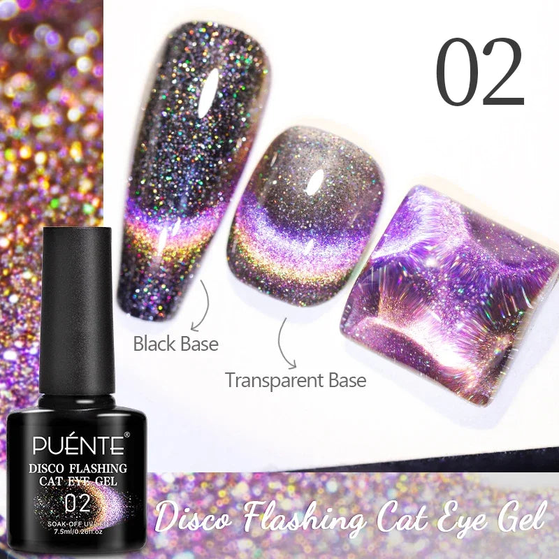 7.5ML Aurora Starlit Cat Eye Gel Nail Polish Rainbow Glitter Galaxy Cat Magnetic Nail Art Gel Soak Off UV Semi-Permanent Varnish