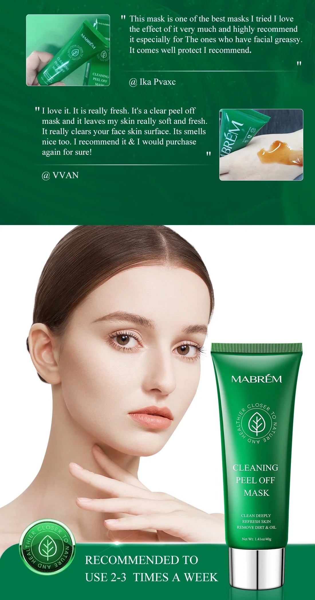 Cleaning Peel Off Mask 40g Natural Mild Deep Pore Cleansing Oil Control Remove Blackheads Dirt Refreshing Facial Skin Care Mask