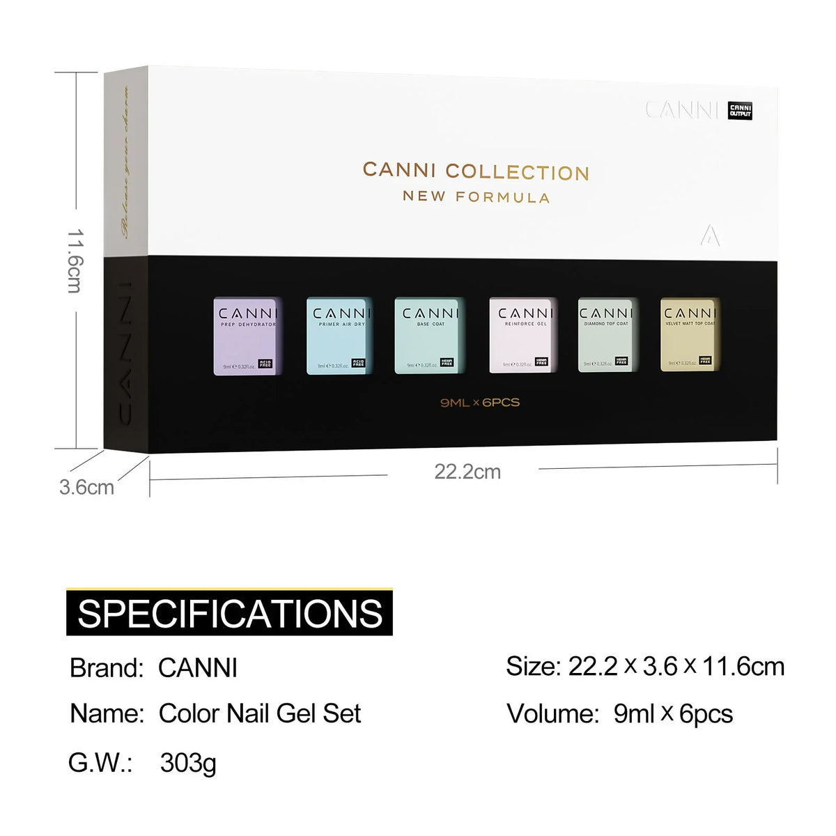 CANNI Nail Gel Polish Set Upgraded HEMA FREE Summer Nails Smooth Texture Ultra Gloss Top Coat Pigmented Gel Soak off UV LED Gel