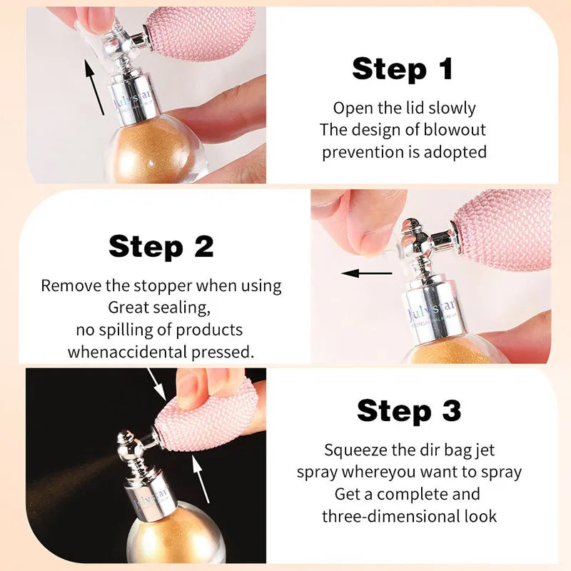 Diamond High Gloss Glitter Spray Highlighter Powder Brighten Polarization Fairy Powder Face Body Illuminator Makeup Cosmetics