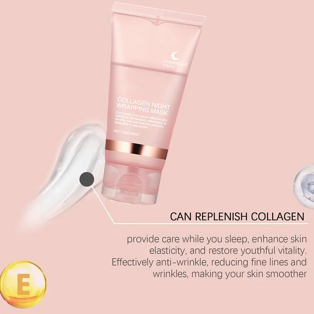 Collagen Peel-off Mask Night Wrapping Facial Mask Deeply Moisturizing Hydrating Firming Skin Facial Mask Daily Face Skin Care