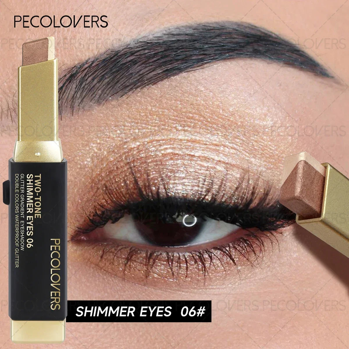 1PC Metallic Shimmer Duo Eyeshadow Stick - Pearlescent Matte, Multiple Color Options, Nude Makeup, Perfect for Christmas Makeup