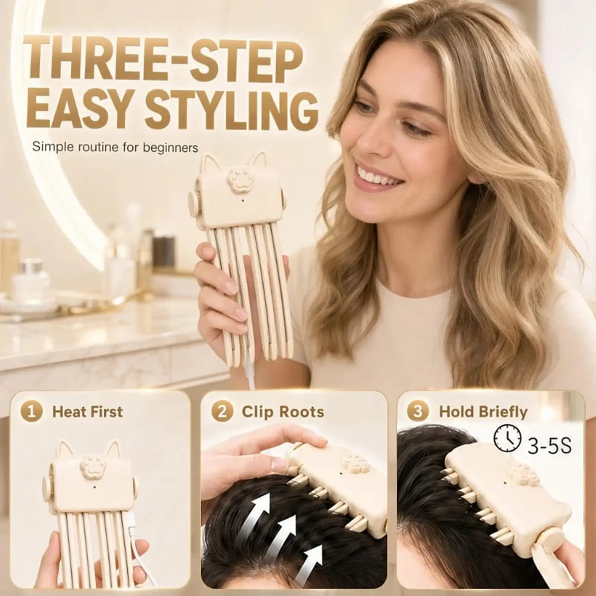 Hair Root Volumizer Electric Heated Clip Type  Rechargeable Crown Lifter Styling Tool for Flat Hair Daily Travel Hair Clips