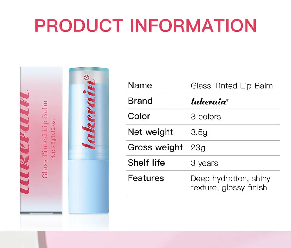Glass Tinted Lip Balm Light Cherry Red Orange Glow Moisturizing Vegetarian Lip Balm With Bright Clear Color Korea Lip Cosmetics