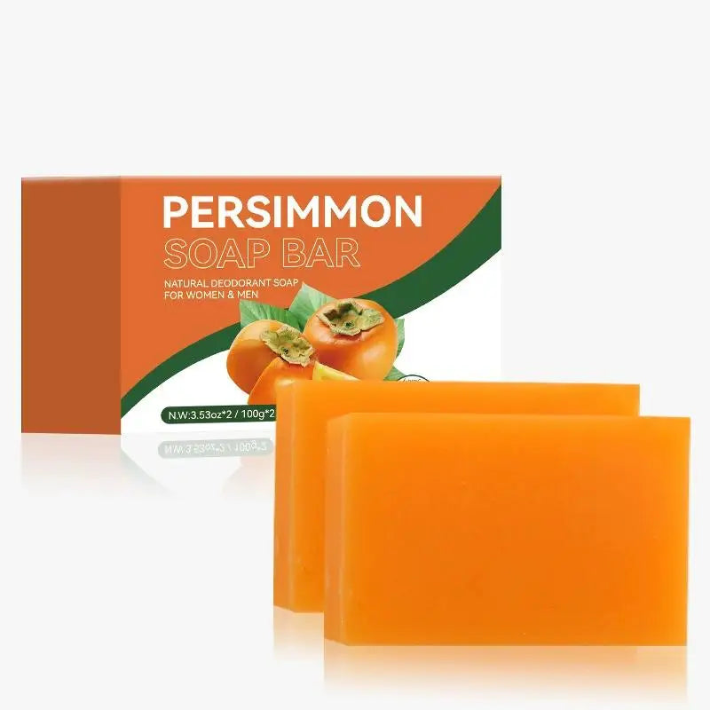 100/200G Persimmon Soap Bar for Body Odor Removal, Handmade Persimmon Green Tea Soap for Face and Body Wash Gentle Deodorant Bar