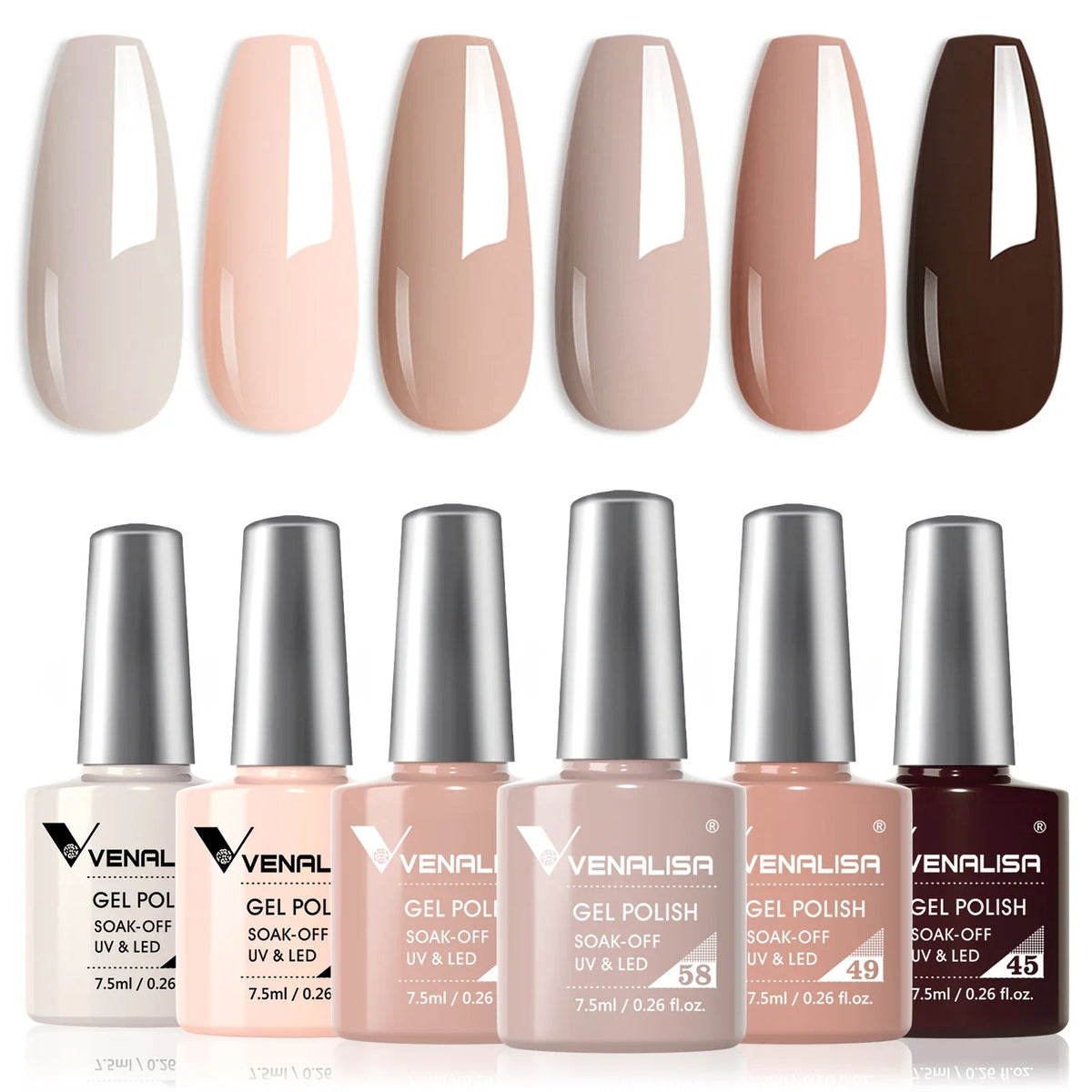 6pcs Venalisa Construction Gel Kit Stronger Jelly Color Reinforce Natural Nail Varnish Rubber Base Color Series Nude Collection