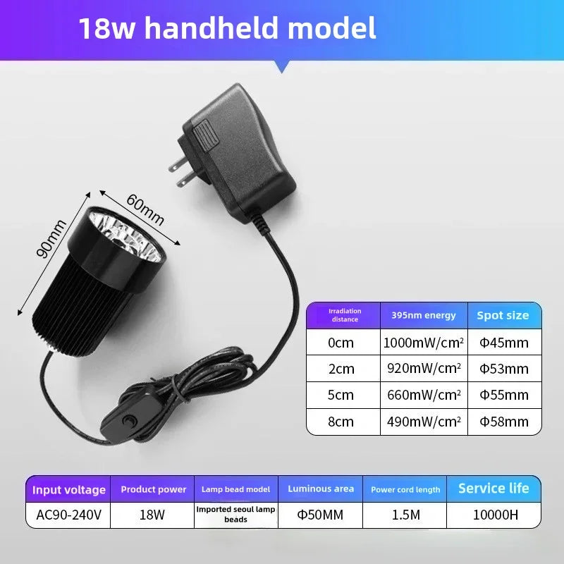 600W 395nm 405nm Ultra High Intensity UV Curing Lamp Shadowless Glue Drying UV Light  Glue Resin Ink Paint LCD Screen Curing