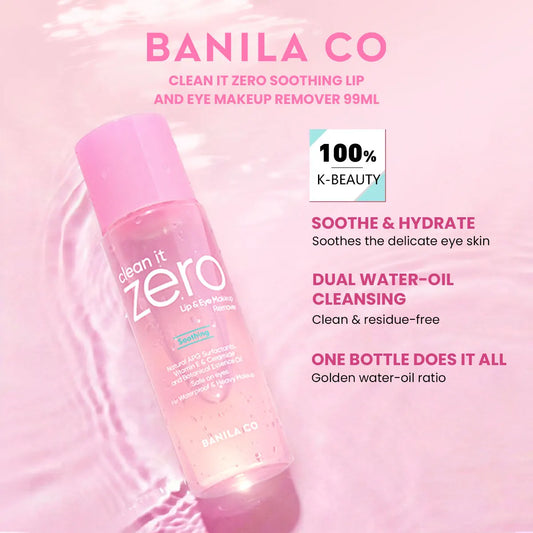 BANILA CO Clean it Zero Soothing Lip&Eye Makeup Remover 99ml,Deep Cleansing,Gentle Non-Irritating,Korean Cosmetic,Korean Makeup