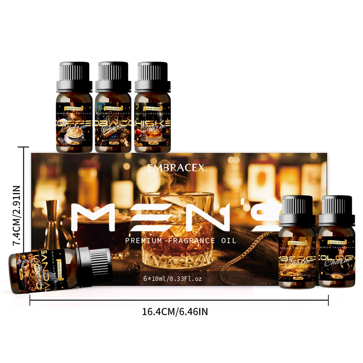 6PC/1Set Men's Essential OilsEssential Oils Gifts Box For Men For Humidifier&Diffuser Air Freshening Candle Making