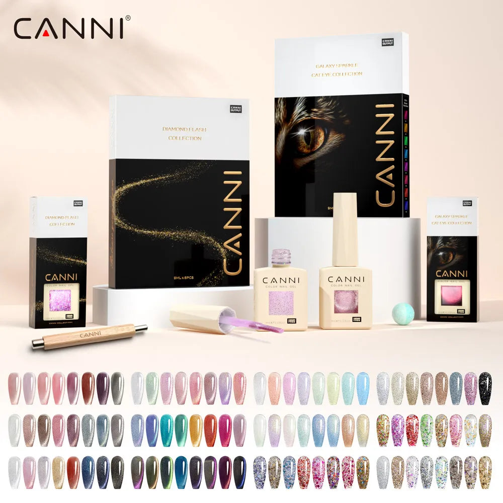 CANNI Cat Eye Gel Nail Polish TPO Free Galaxy Glitter Diamond Sparkle Gorgeous Color Soak Off UV LED Gel For Man Nail Design Gel