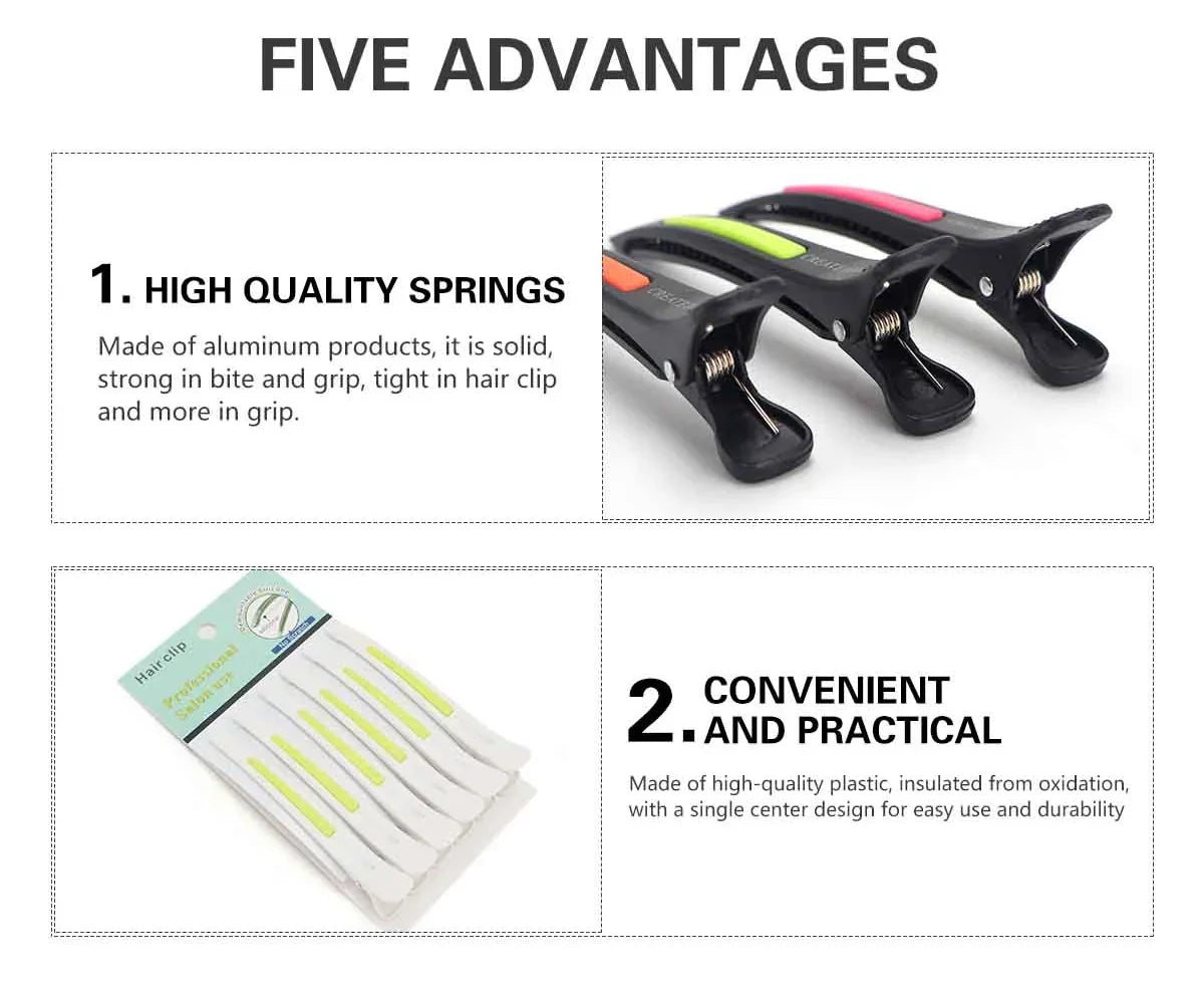 6Pcs Salon Alligator Hair Clips Traceless Hairdressing Clips Claws Section Barbershop Beauty Styling Tools Hairpin Accessories