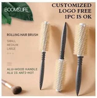 Custom Boar Bristle Hair Brush Women Hair Anti-Static Scalp Massage Comb Wood Hair Brush for Curly Thick Long Hair Detangler