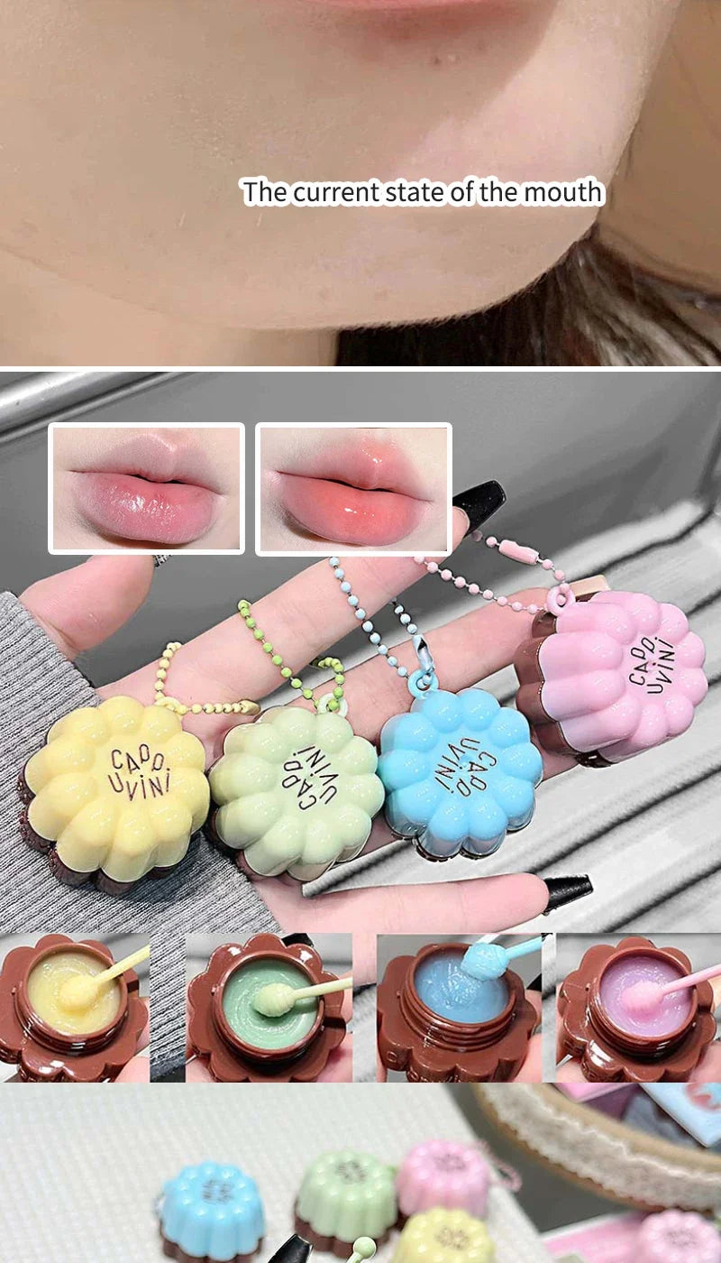 Cappuvini Macaron Fruit Flavor Lip Mask Deeply Hydrating Long-Lasting Moisturizing Soften Fine Lines Lip Care Lipstick Base