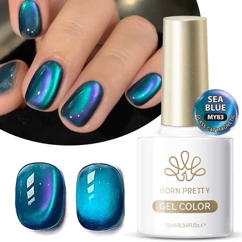 BORN PRETTY Gold Pink Cat Magnetic Gel Polish 10ml Water Light Spaking Glitter  Soak Off UV Semi Permanent Varnish Manicure