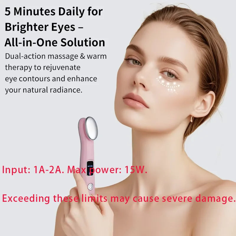 Eye Massager Wand for Dark Circles & Puffiness-Facial Beauty Device with Hot Compress and Vibration for Skin Care and Relaxation
