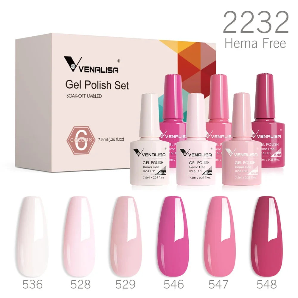6pcs Venalisa Construction Gel Kit Stronger Jelly Color Reinforce Natural Nail Varnish Rubber Base Color Series Nude Collection