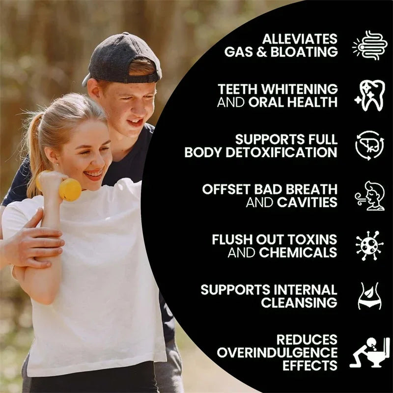 Activated Charcoal Capsules 1,200 Mg - Organic Coconut Shell, Helps Relieve Gas & Bloating, Detox & Bowel, Digestive Supplement