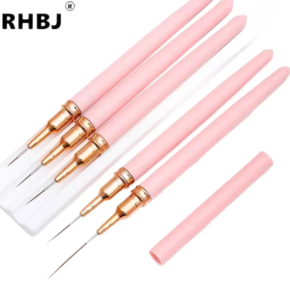 5Pcs Professional Nail Art Liner Brushes Set Elongated Lines Striping Drawing UV Gel Painting Nail Design Pen Manicure Tool