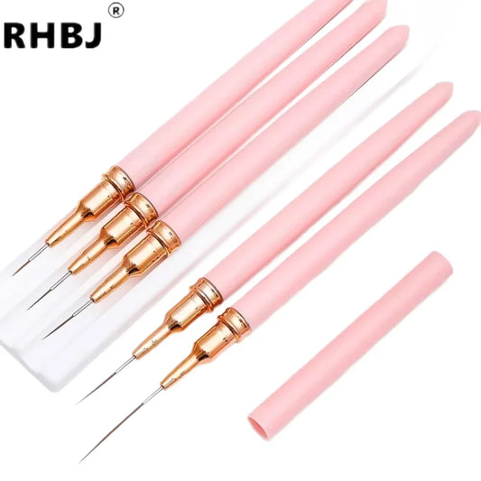 5Pcs Professional Nail Art Liner Brushes Set Elongated Lines Striping Drawing UV Gel Painting Nail Design Pen Manicure Tool