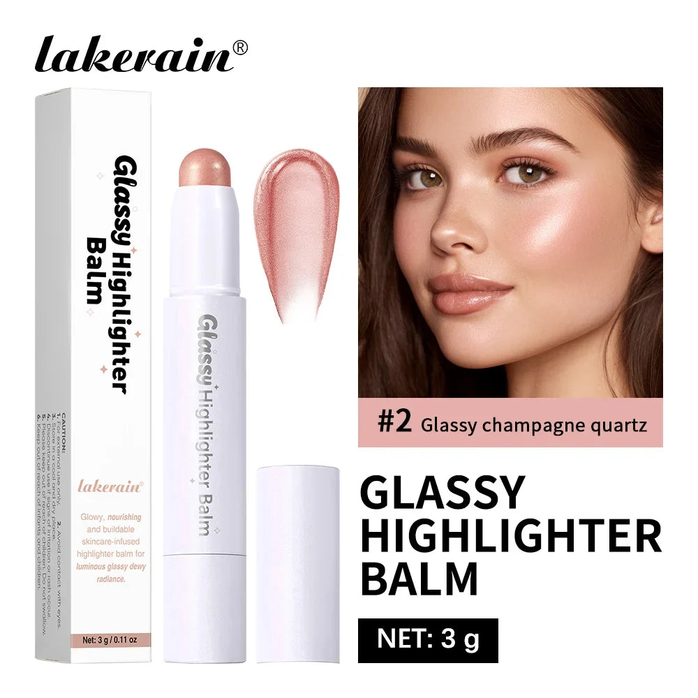 Glassy Highlighter Balm Brighten Complexion Deep Hydration Long Lasting Wear Highlighting Cream Eye Cheek Lip Body Glossy Pen