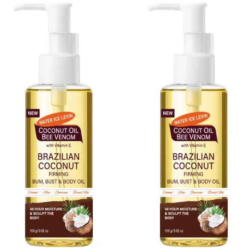 Brazilian Coconut Firming Body Oil, 48H Moisture & Sculpting with Acai, Guarana & Hyaluronic Acid for Bum & Bust