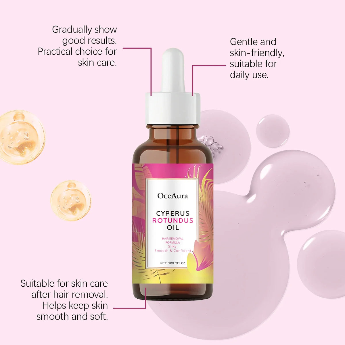 Cyperus Rotundus Oil Natural Post Hair Removal Soothing Oil Hair Reduction Care Moisturizing Soothing Body Care for Smooth Skin