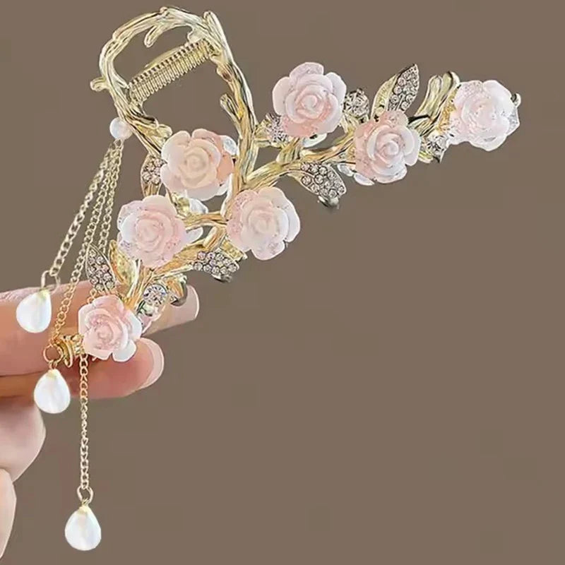 Fashion Antique Roses Hair Claw Clip for Women Stylish Hair Accessory