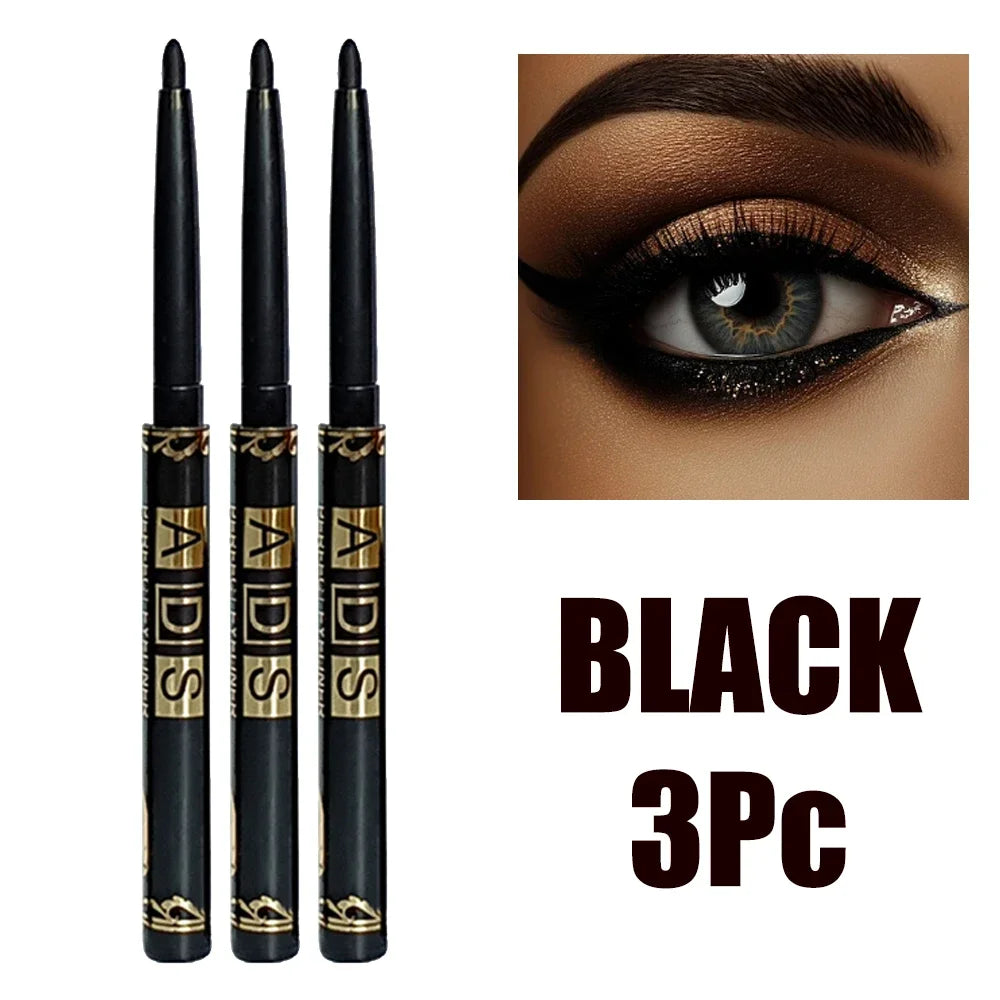 3Pcs Quick-dry Eyeliner Pencil Lasting Smooth Matte Eye Liner Waterproof Anti Smudge Liquid Eyeliner Pen Eyes Makeup Cosmetics