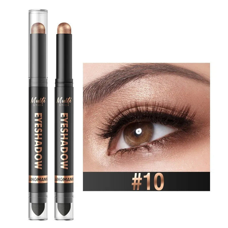 1PC Glitter Brown Eyeshadow Pen Smoky Eyes Makeup Long Lasting Shimmer Matte Lying Silkworm Eyeshadow Pencil Highlighter Stick