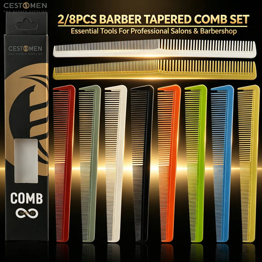 2/8PCS Pro Barber Fade Haircut Combs Anti-static Hair Clipper Combs For Men Wide Fine Tooth Taper Combs Salon Styling Tools