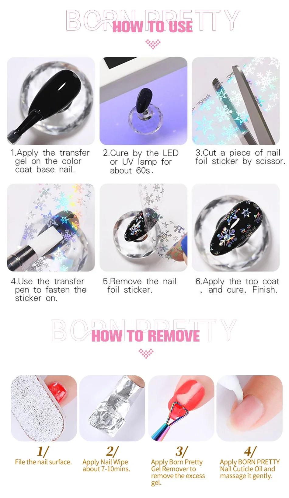 BORN PRETTY Transfer Foil Nail Gel Polish Semi-Permanant Varnish For Adhesive Sticker Nail Glue Soak Off UV LED Gel Nail Art Man
